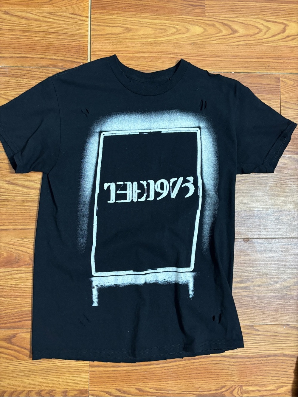 Black Graphic Tee with White Print - Men